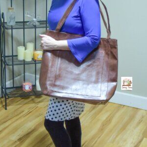 Leather Large Tote Mocha